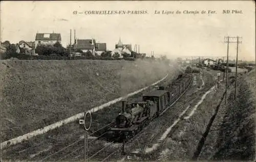 Ak Cormeilles in Parisis Val d'Oise, Die Eisenbahnlinie