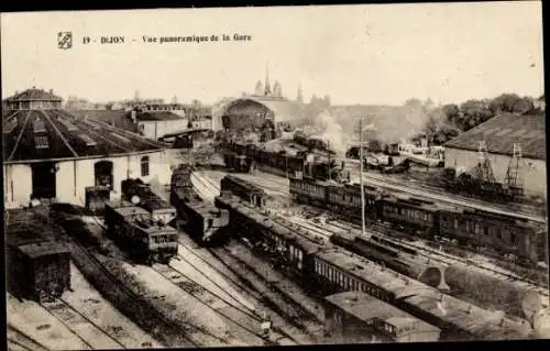 Ak Dijon Côte d'Or, Panoramablick auf den Bahnhof