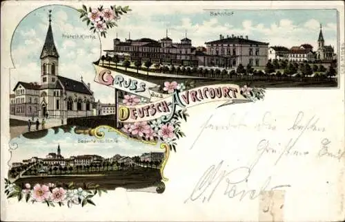 Litho Deutsch Avricourt Avricourt Allemand Meurthe et Moselle, Bahnhof, Post, Kirche, Beamtenkolonie