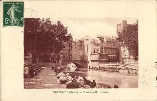 Ak Narbonne Aude, Pont des Marchands