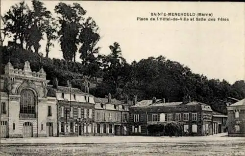 Ak Sainte Menehould Marne, Place de l'Hôtel de Ville et Salle des Fêtes