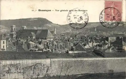 Ak Besançon Doubs, Vue generale prise des Remparts