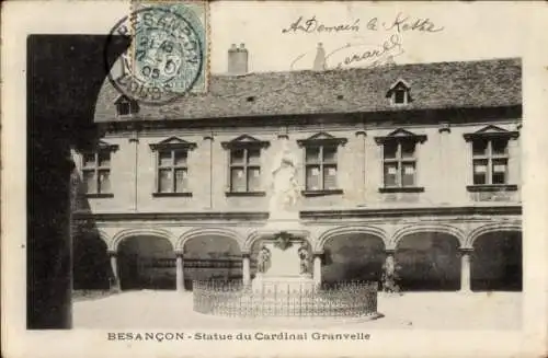 Ak Besançon Doubs, Statue du Cardinal Granvelle