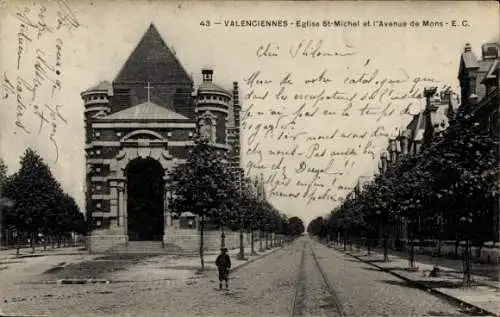 Ak Valenciennes Nord, Kirche St. Michel, Avenue de Mons