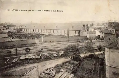 Ak Lyon Rhône, Docks Militaires, Avenue Felix Faure