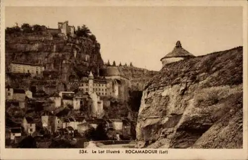 Ak Roc Amadour Rocamadour Lot, Gesamtansicht