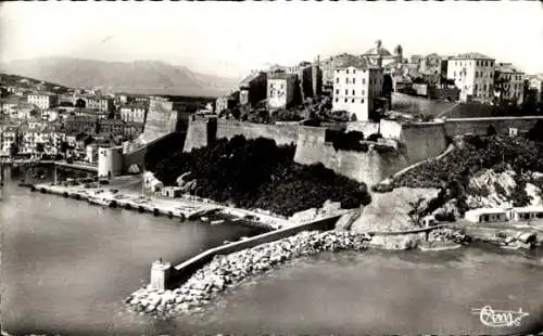 Ak Calvi Plage Haute Corse, Gesamtansicht, Zitadelle