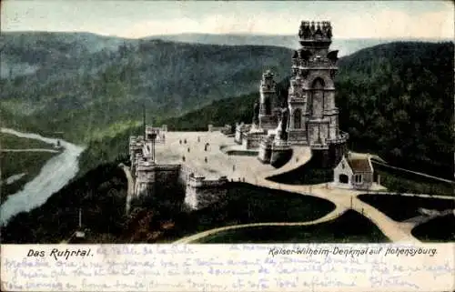 Ak Syburg Dortmund, Hohensyburg, Kaiser-Wilhelm-Denkmal, Blick in das Ruhrtal