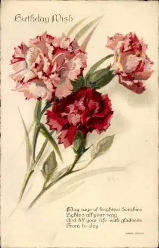 Künstler Ak Klein, Catharina, Nelken, Glückwunsch zum Geburtstag