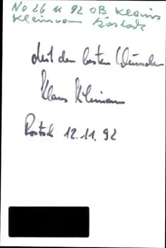 Ak Politiker Klaus Kilimann, Portrait, Oberbürgermeister von Rostock, Autogramm