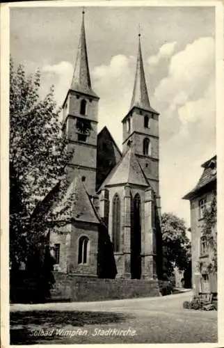 Ak Bad Wimpfen, Stadtkirche, Straßenansicht