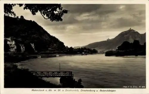 Ak Rolandseck Remagen am Rhein, Rolandsbogen, Blick auf Drachenfels und Drachenburg