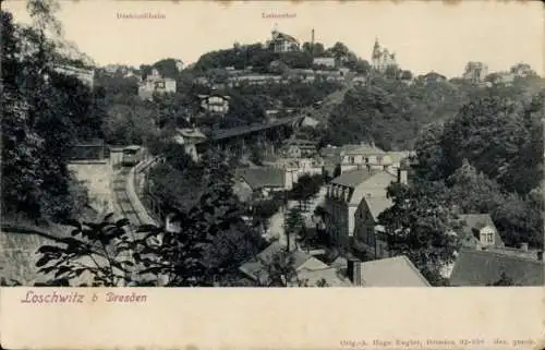 Ak Dresden Loschwitz, Drahtseilbahn, Luisenhof