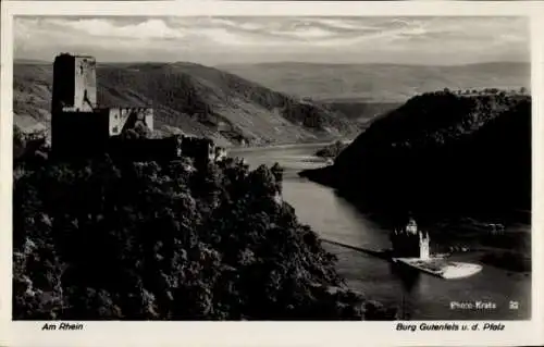 Ak Caub Kaub am Rhein, Burg Pfalzgrafenstein, Pfalz, Burg Gutenfels