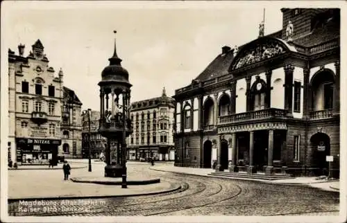 Ak Magdeburg, Alter Markt, Kaiser Otto Denkmal, Zigarrengeschäft B. Nitzke, Friedr. Wilh. Stechhan