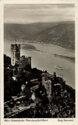 Ak Niederheimbach am Rhein, Burg Sooneck, Köln-Düsseldorfer Rheindampfschifffahrt