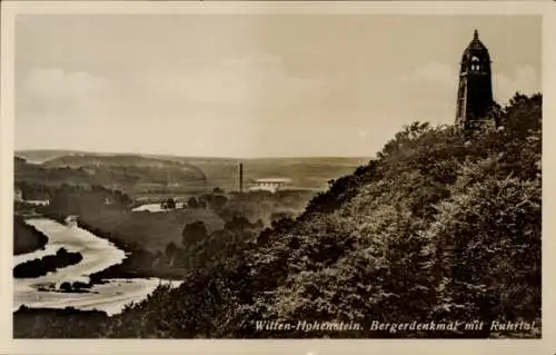 Ak Hohenstein Witten an der Ruhr, Bergerdenkmal mit Ruhrtal