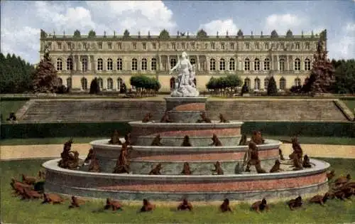 Ak Herrenchiemsee Herreninsel Chiemsee Oberbayern, Schloss, Latonabrunnen