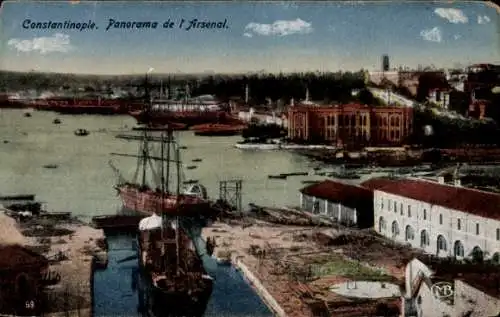 Ak Konstantinopel Istanbul Türkiye, Panorama des Arsenals