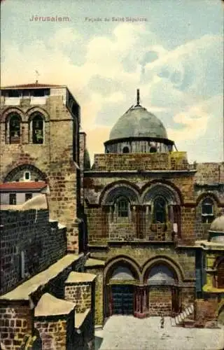 AK Jerusalem Israel, Fassade des Heiligen Grabes