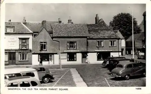 Ak Sandwich Kent England, altes Teehaus, Marktplatz