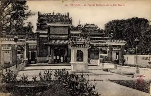 Ak Saigon Cochinchina Vietnam, Chinesische Pagode der Rue Neuve
