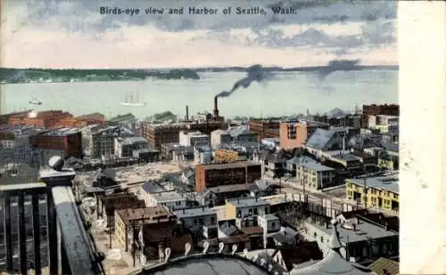 Ak Seattle Washington USA, Hafen, Vogelperspektive