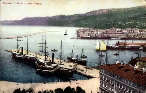 Ak Triest Trieste Friuli Venezia Giulia, Hafen