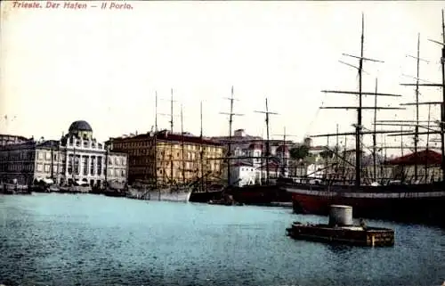 Ak Triest Trieste Friuli Venezia Giulia, Hafenpartie