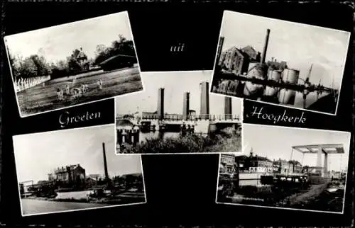 Ak Hoogkerk Groningen, Brücke, Zuckerfabrik