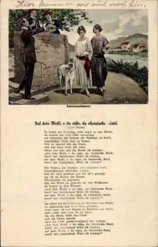 Lied Ak Ruf dein Wohl, o du rheinische Maid, Frauen, Hund, Männer