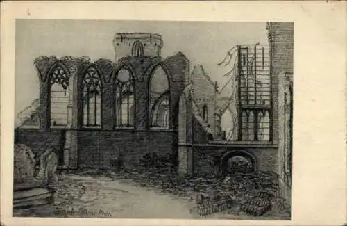 Künstler Ak Hammann, A., Zerstörtes Gebäude, Ruine