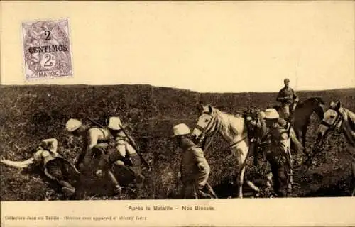 Ak Marokko, Feldzug, Soldaten unterwegs nach der Schlacht