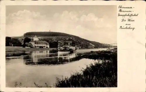 Ak Oberweser, Personendampfschifffahrt, Bückeberg, Salondampfer, Brücke, Kirche