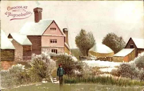 Ak Reklame, Chocolat d'Aiguebelle, Winterlandschaft