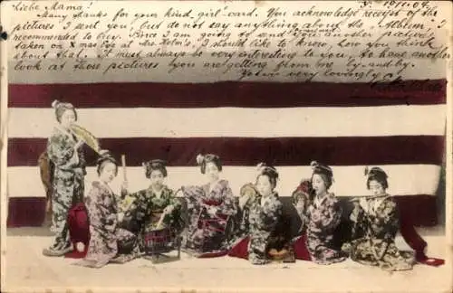 Ak Japan, Japanerinnen in Volkstrachten, Kimonos