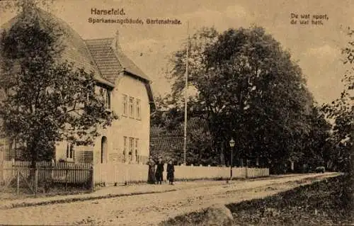 Ak Harsefeld im Kreis Stade, Blick auf das Sparkassengebäude in der Gartenstraße