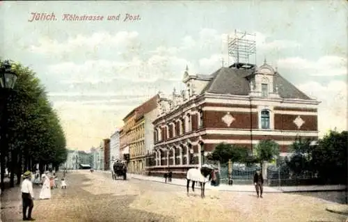 Ak Jülich in Nordrhein Westfalen, Kölnstraße und Post