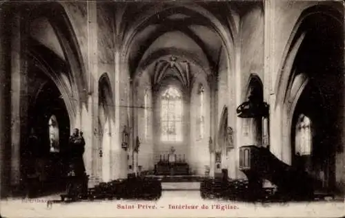 Ak Saint Privé Yonne, Innenansicht Kirche