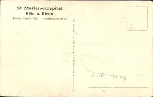 Ak Köln am Rhein, St. Marien-Hospital, Außenansicht