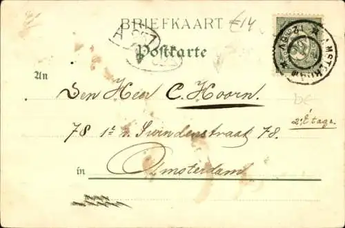 Litho Die elektrische Bahn kommt, Menschen eilen zur Straßenbahn