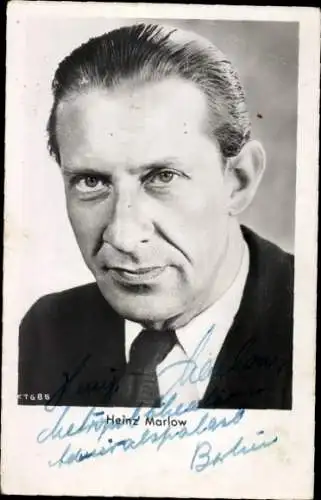 Ak Schauspieler Heinz Marlow, Portrait, Autogramm