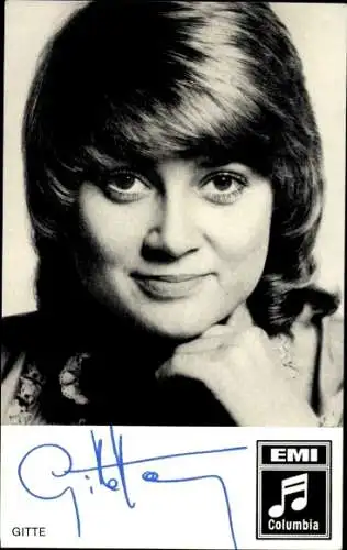 Ak Schauspielerin, Sängerin Gitte, Portrait, Autogramm, EMI Columbia