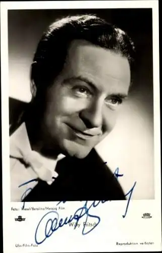 Ak Schauspieler Willy Fritsch, Portrait, Die 3 von der Tankstelle, Autogramm