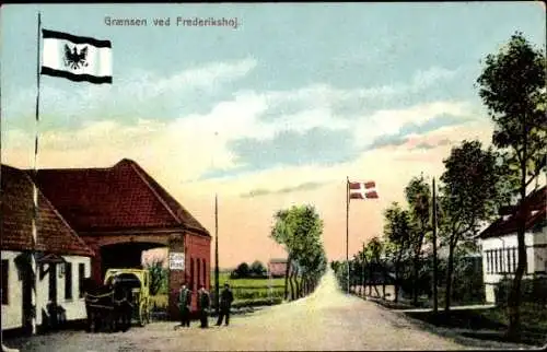 Ak Rødding Rödding Dänemark, Frederikshøj, deutsch-dänische Grenze