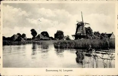 Ak Langweer Friesland Niederlande, Boornzwaag, Windmühle