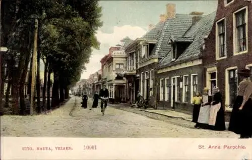 Ak St Anna Parochie Friesland Niederlande, Straßenpartie, Anwohner