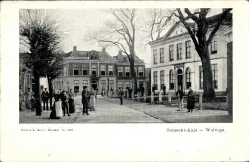 Ak Wolvega Friesland Niederlande, Rathaus, Passanten