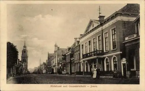 Ak Joure Fryslân Niederlande, Midstraat, Rathaus