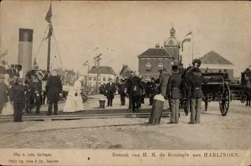 Ak Harlingen Fryslân Niederlande, Besuch seiner Majestät der Königin